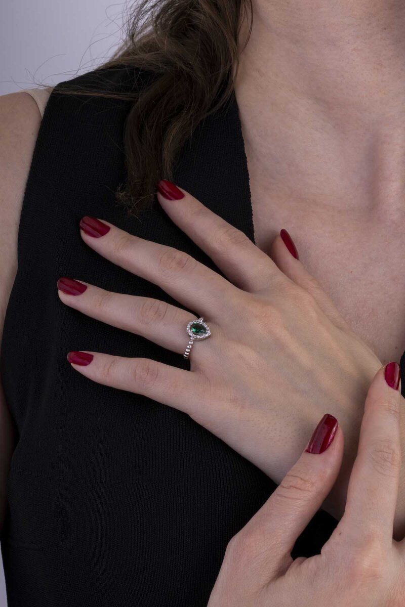 Damla Kesim Zümrüt Gümüş Yüzük - 4