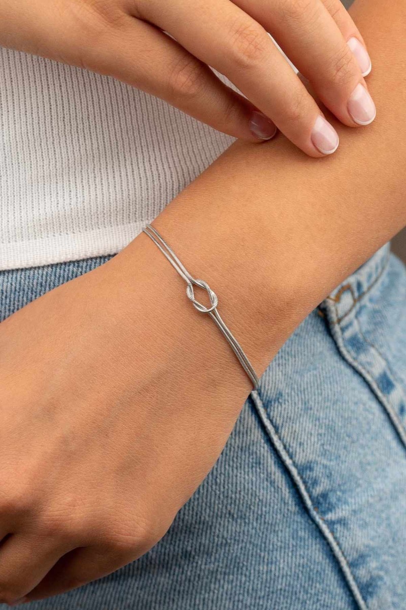 925 Ayar Gümüş Düğüm Bileklik Silver - 2