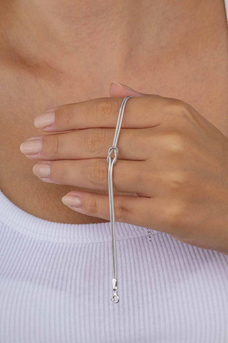 925 Ayar Gümüş Düğüm Bileklik Silver - 1