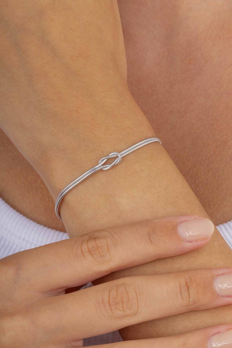 925 Ayar Gümüş Düğüm Bileklik Silver - 2