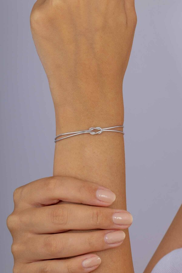 925 Ayar Gümüş Düğüm Bileklik Silver - 3