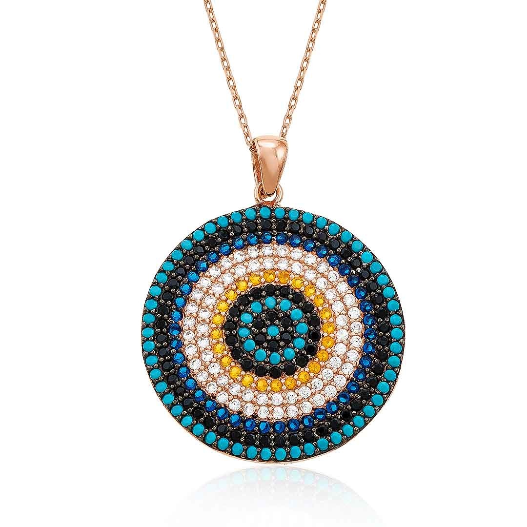 Evil Eye Beaded Silver Necklace