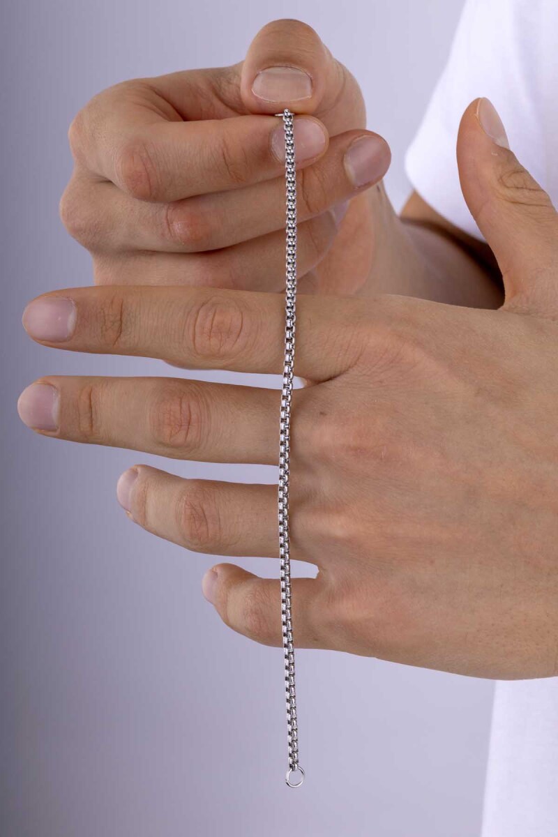 Geçmeli Kare Çelik Erkek Zincir Bileklik - 3