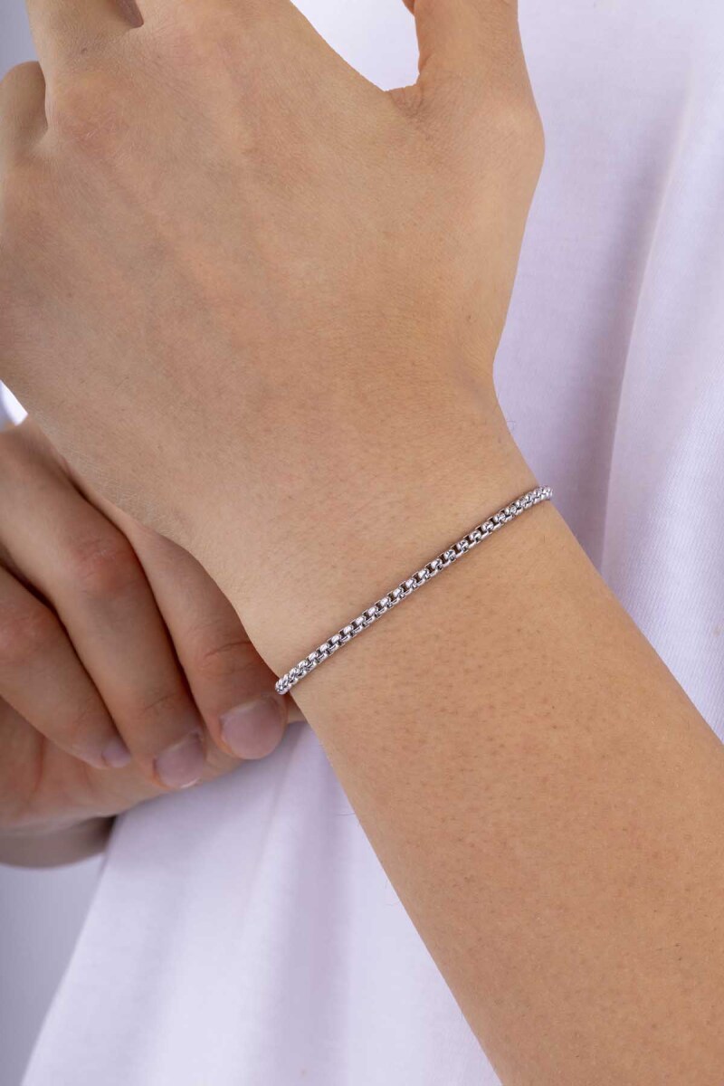 Geçmeli Kare Çelik Erkek Zincir Bileklik - 2