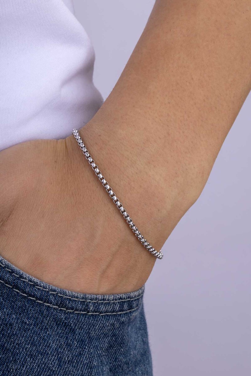 Geçmeli Kare Çelik Erkek Zincir Bileklik - 1