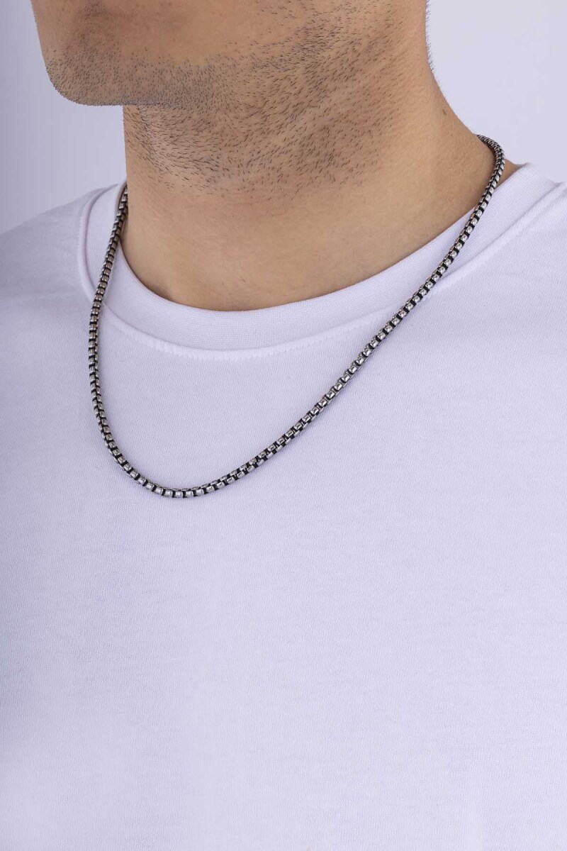 Geçmeli Kare Çelik Erkek Zincir Kolye - 2