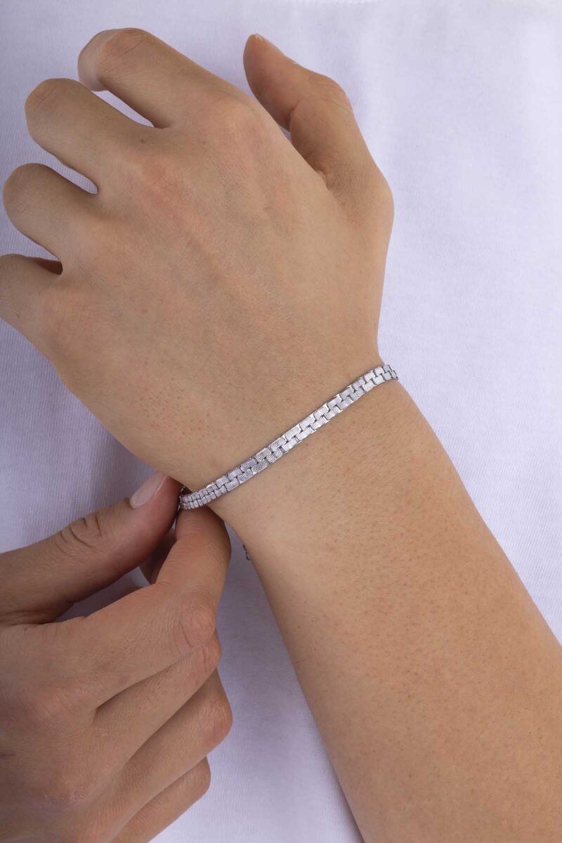 Geçmeli Kare Zincir Çelik Erkek Bileklik - 1