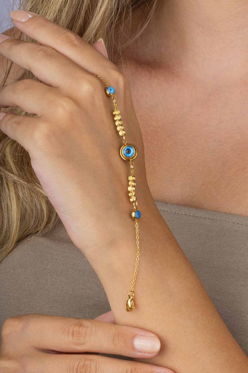 Göz Figürlü Altın Kaplama Çelik Kadın Bileklik - 3