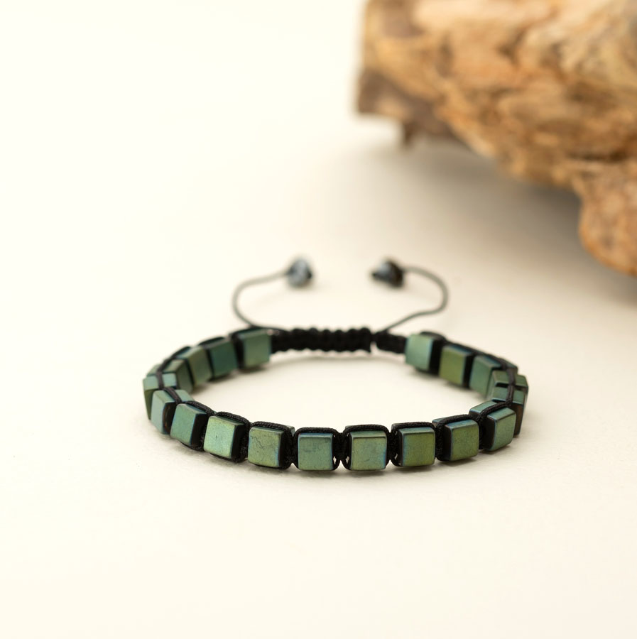 Gümüş Pazarım - Green Natural Stone Men's Bracelet