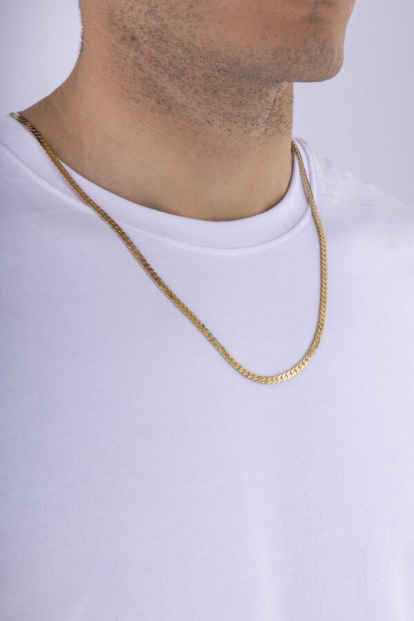 Gurmet Model Aralıksız Altın Kaplama Erkek Çelik Zincir - 3