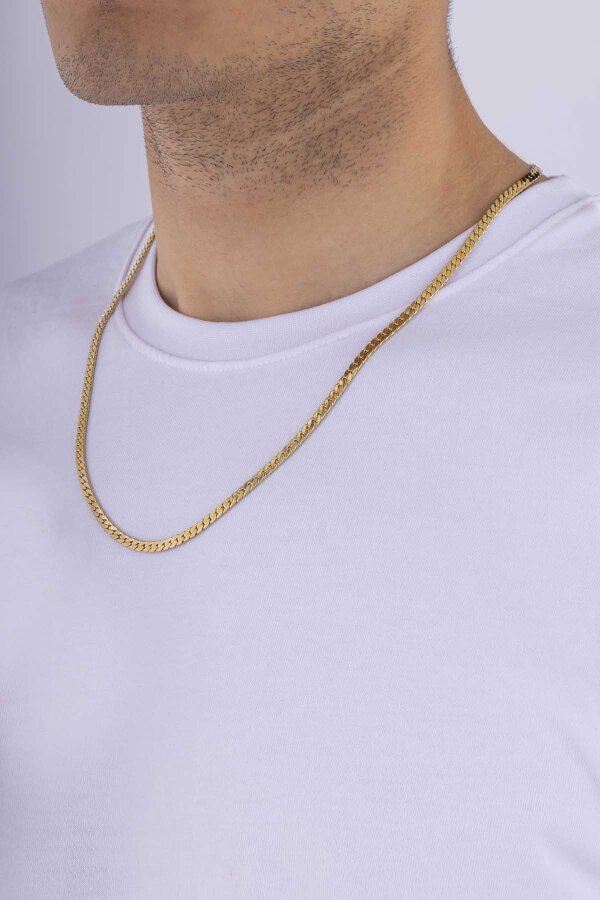 Gurmet Model Aralıksız Altın Kaplama Erkek Çelik Zincir - 2