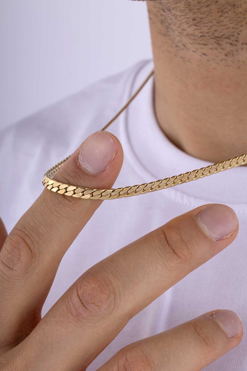 Gurmet Model Aralıksız Altın Kaplama Erkek Çelik Zincir - 1