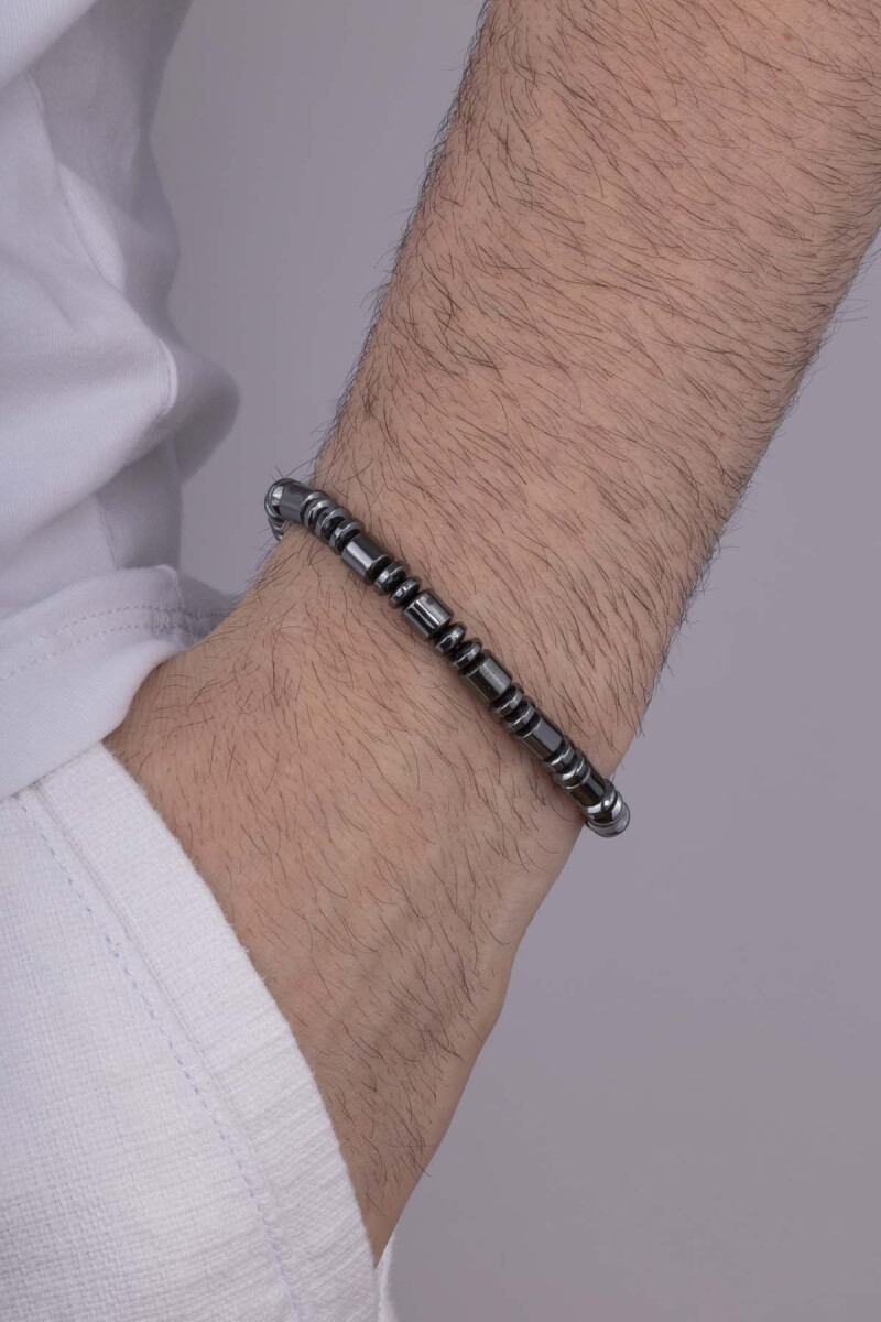 Hematit Taşı Silindir Kesim Erkek Doğal Taş Bileklik - 1
