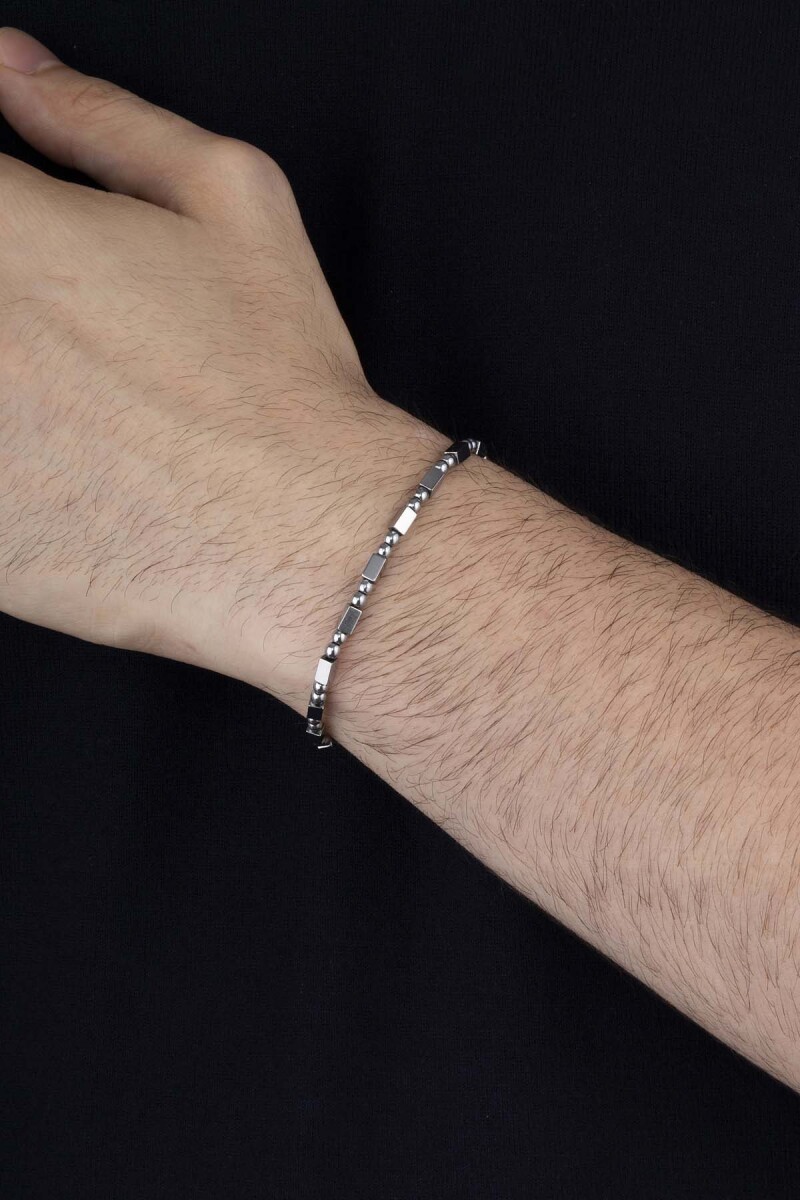 Hematit Taşlı Minimal Kesim Doğal Taş Erkek Bileklik - 2