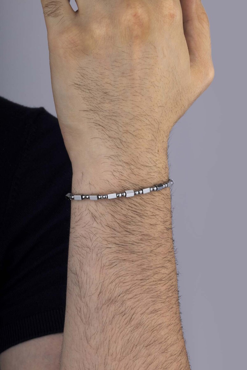 Hematit Taşlı Minimal Kesim Doğal Taş Erkek Bileklik - 3