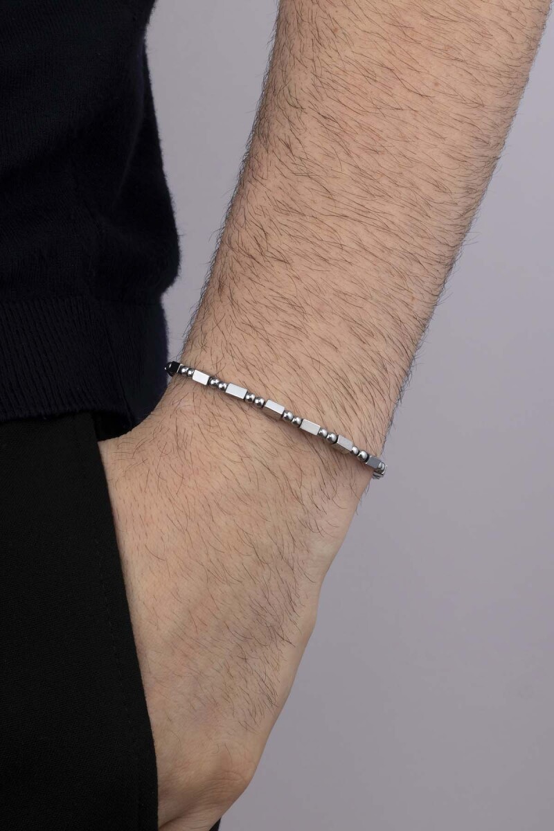 Hematit Taşlı Minimal Kesim Doğal Taş Erkek Bileklik - 1