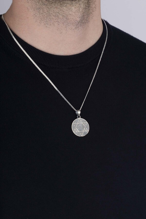 Hz. Süleyman Mührü 925 Ayar Gümüş Erkek Kolye - Gümüş Pazarım