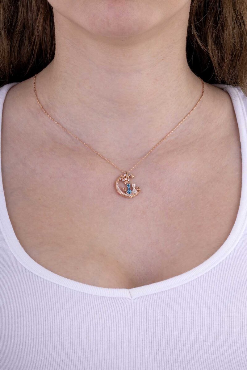 İkili Kedi Gümüş Kolye - 3