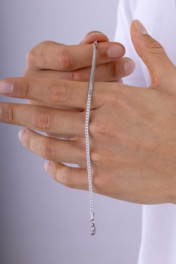 İnce Kenarlı Balık Sırtı Erkek Çelik Bİleklik - Gümüş Pazarım