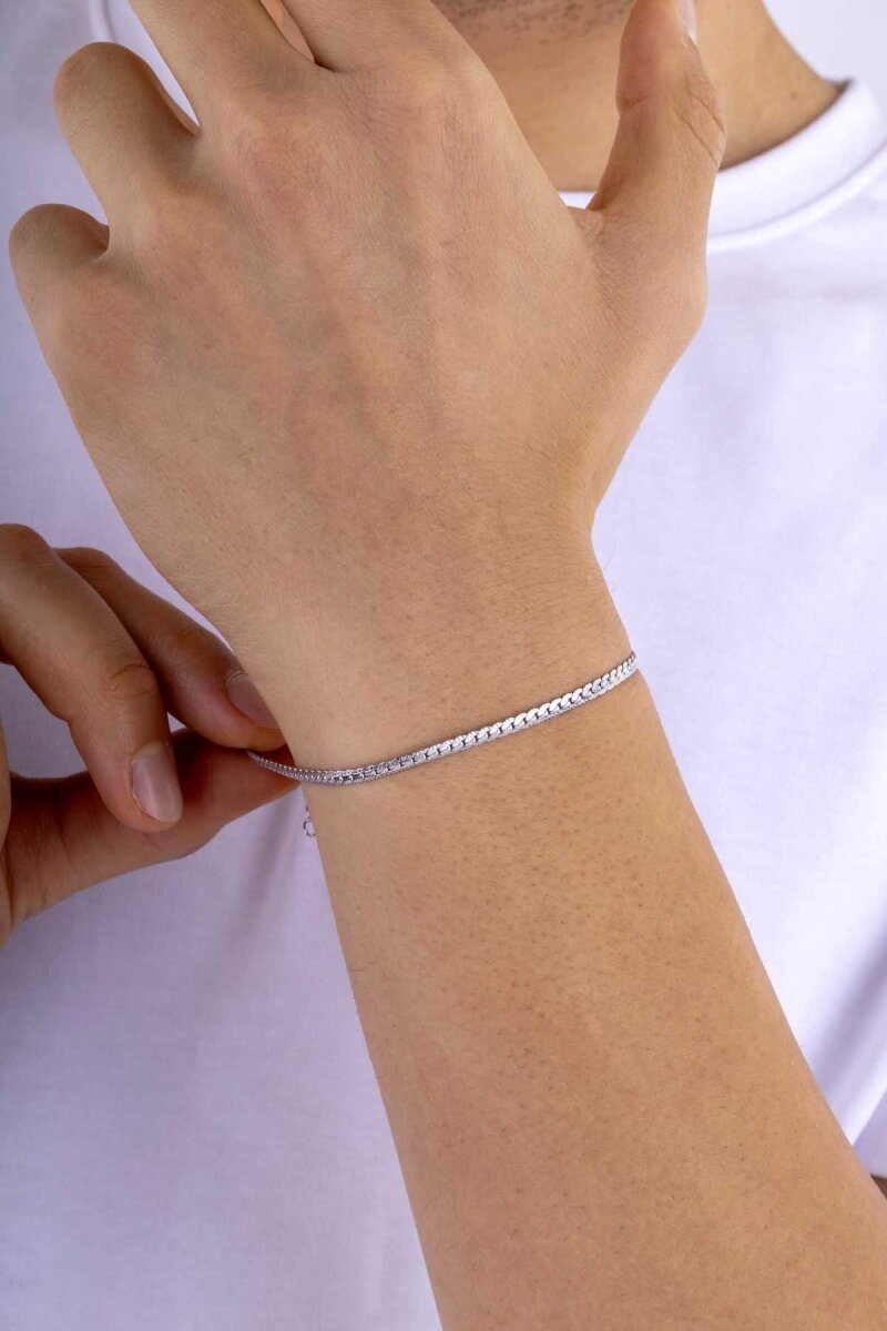 İnce Kenarlı Balık Sırtı Erkek Çelik Bİleklik - 2