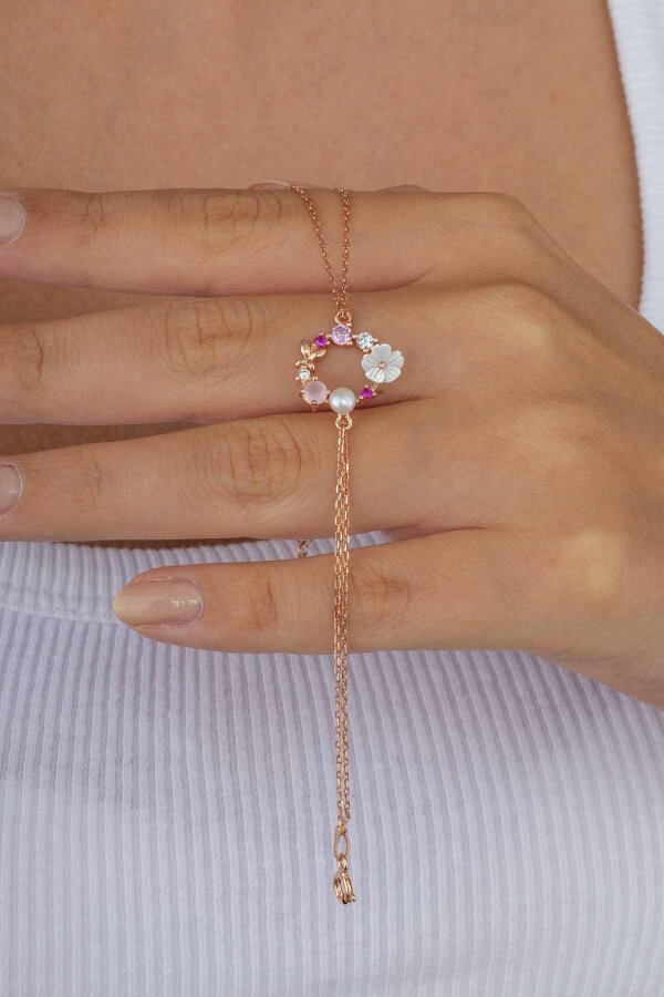 İnci Taneli Manolya Çiçeği Kadın Gümüş Bileklik - Gümüş Pazarım