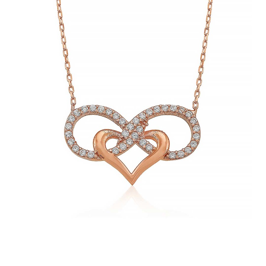 Gümüş Pazarım - Infinity Heart Sterling Silver Necklace