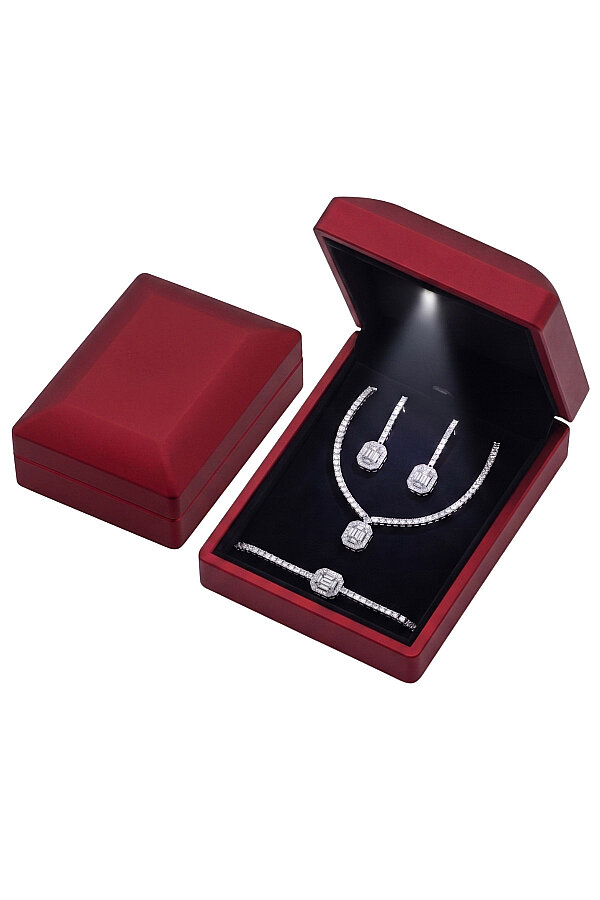 Işıklı Şık Büyük Kırmızı Set Kutusu - Gümüş Pazarım