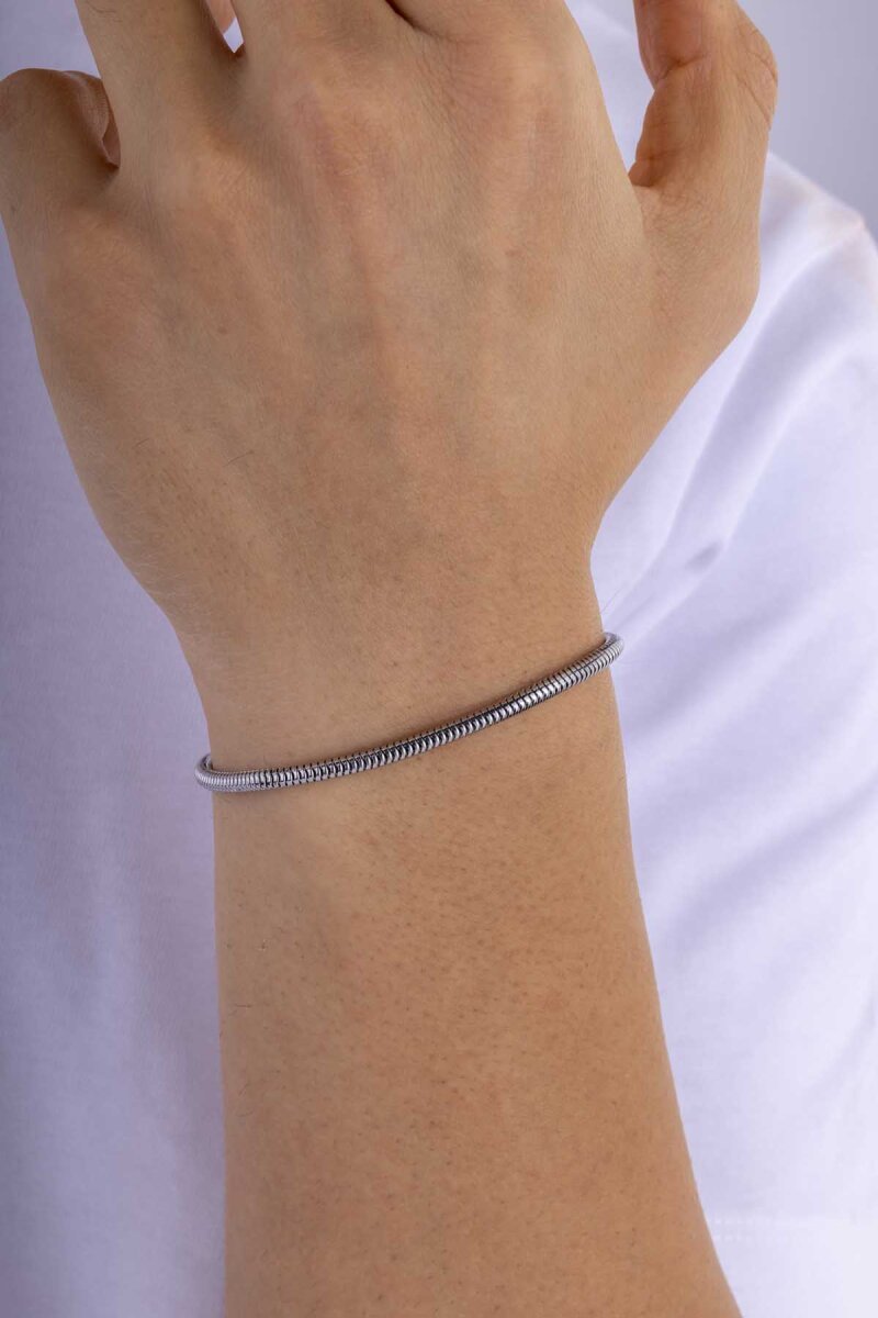 İtalyan Kesim Silindir Model Erkek Çelik Bileklik - 2