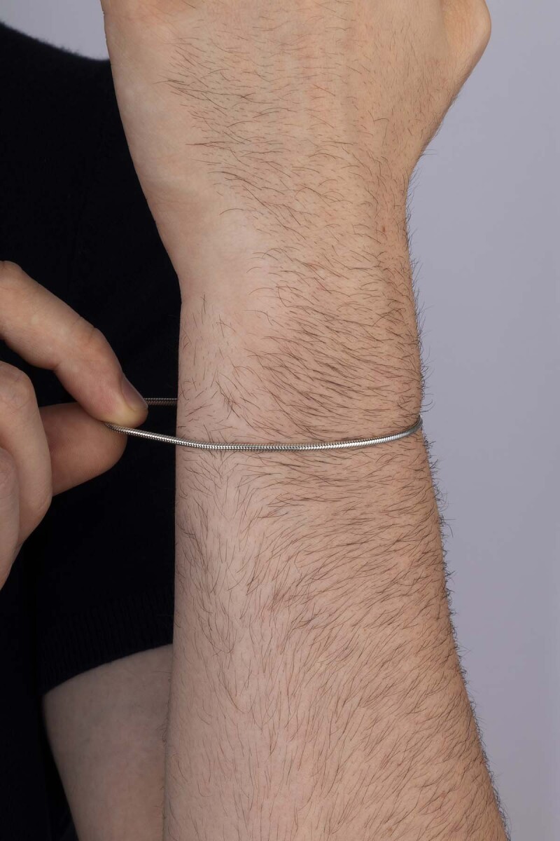 İtalyan Model Klasik Erkek Gümüş Zincir Bileklik - 2