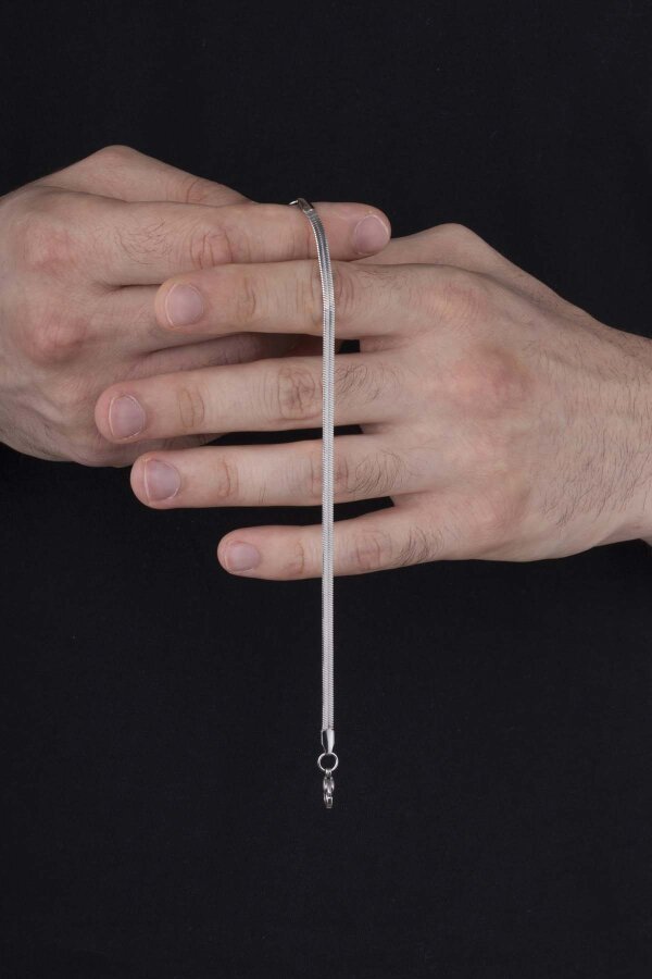 İtalyan Zincir Erkek Çelik Bileklik - Gümüş Pazarım