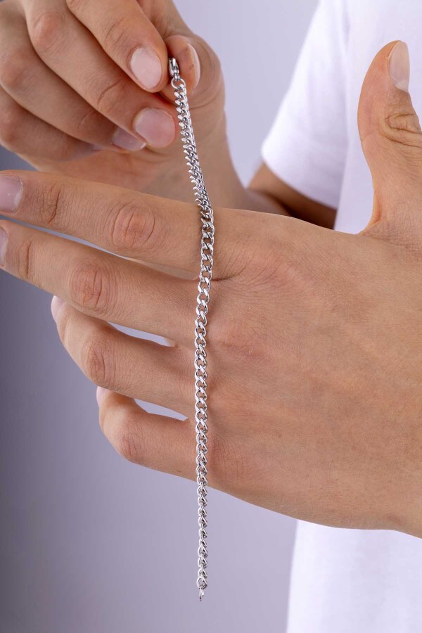 Kalın Geçişli Gurmet Zincir Çelik Erkek Bileklik - Gümüş Pazarım