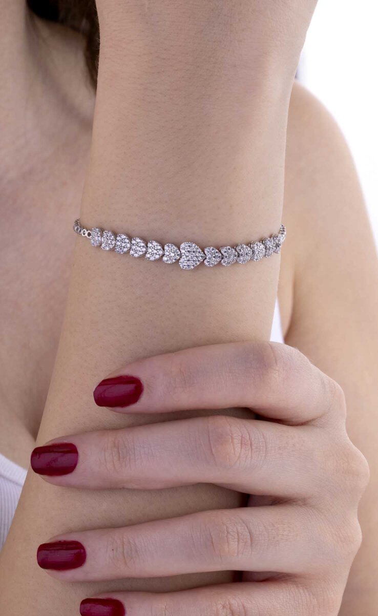 Kalp Süzmesi 925 Ayar Gümüş Rodyum Kaplama Su Yolu Bileklik - 3