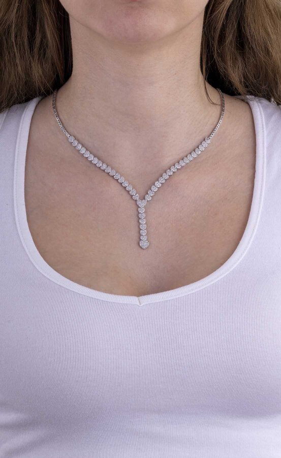 Kalp Süzmesi 925 Ayar Gümüş Rodyum Kaplama Su Yolu Kolye - Gümüş Pazarım