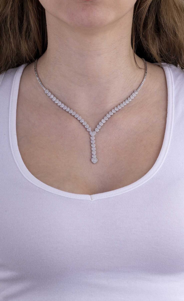 Kalp Süzmesi 925 Ayar Gümüş Rodyum Kaplama Su Yolu Kolye - 2