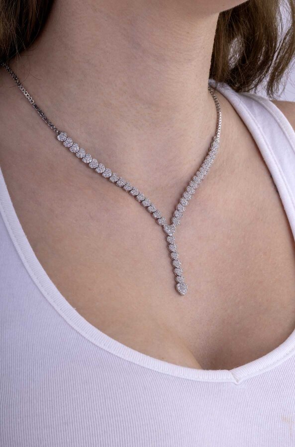 Kalp Süzmesi 925 Ayar Gümüş Rodyum Kaplama Su Yolu Kolye - Gümüş Pazarım