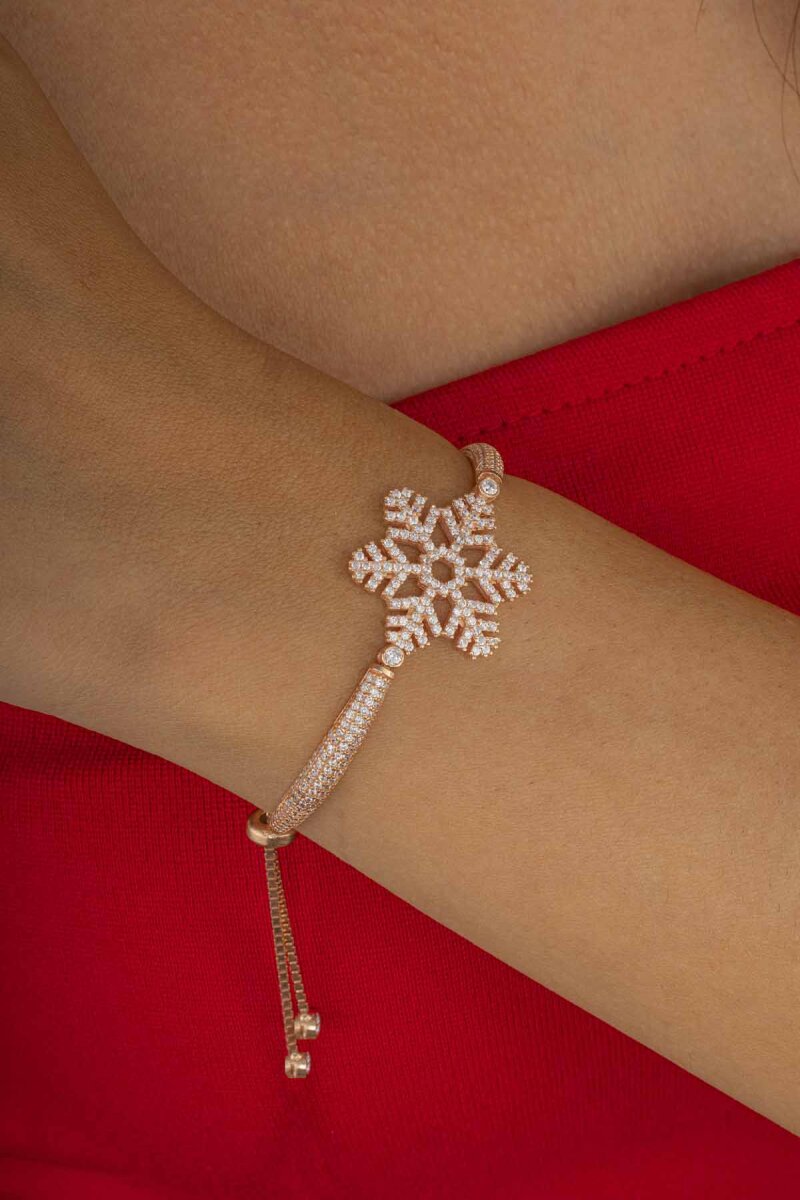 Kar Tanesi Motifli Asansörlü Gümüş Bileklik - 1