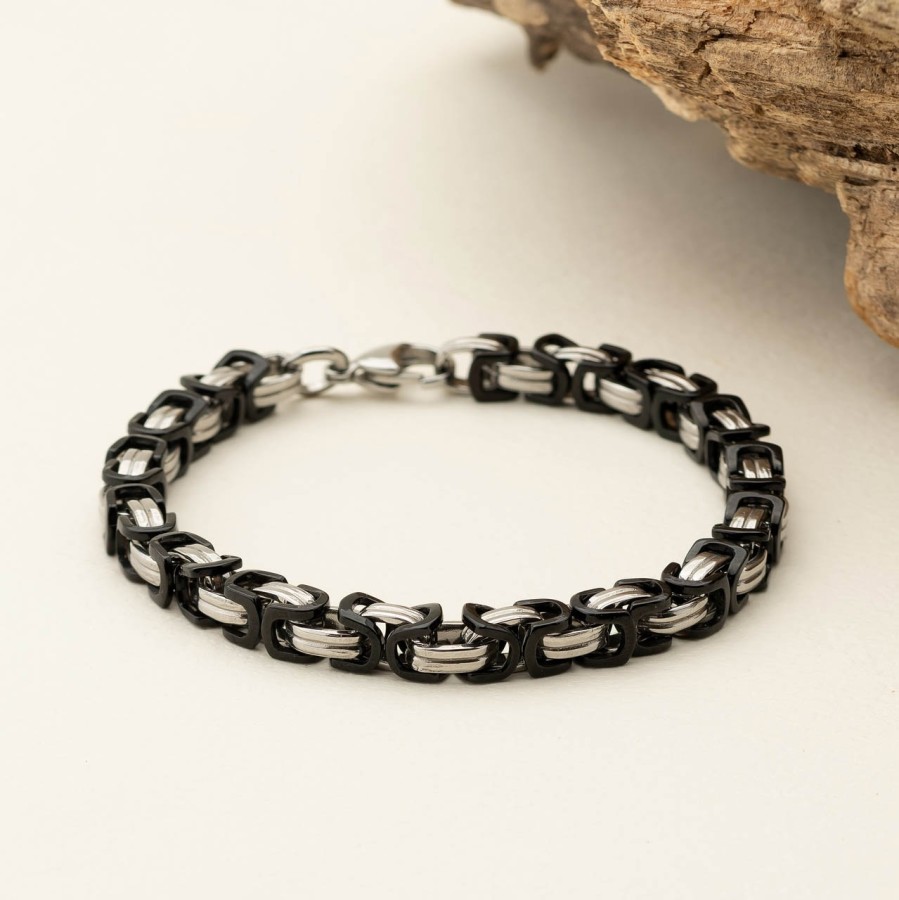 Gümüş Pazarım - King Chain Black Men's Steel Bracelet