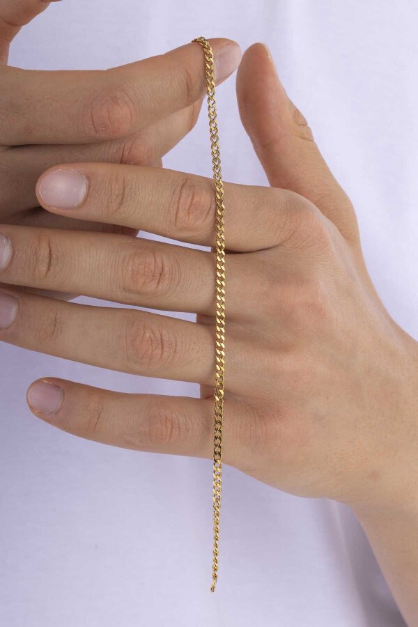 Klasik Gurmet Model Altın Kaplama Çelik Erkek Zincir Bileklik - 2