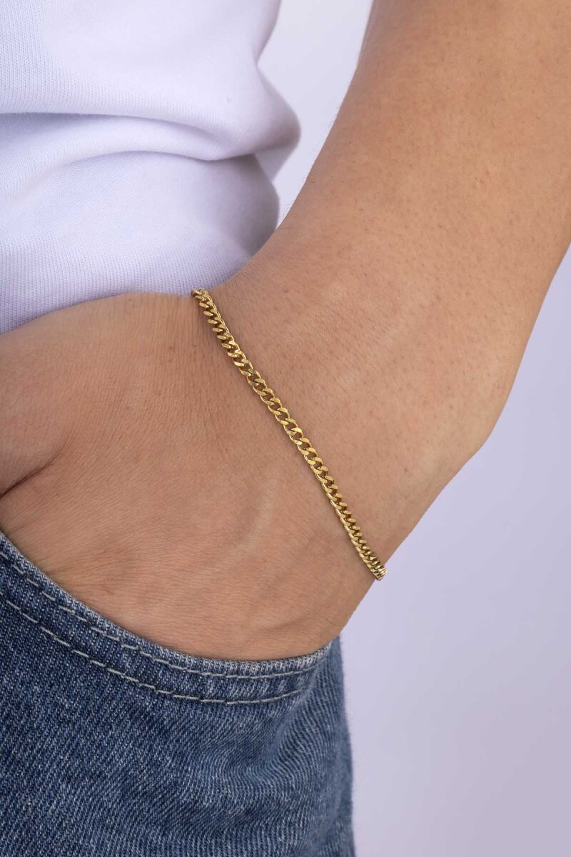 Klasik Gurmet Model Altın Kaplama Çelik Erkek Zincir Bileklik - 1