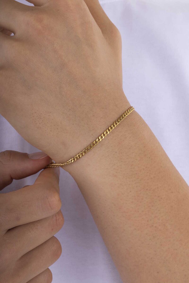 Klasik Gurmet Model Altın Kaplama Çelik Erkek Zincir Bileklik - 3