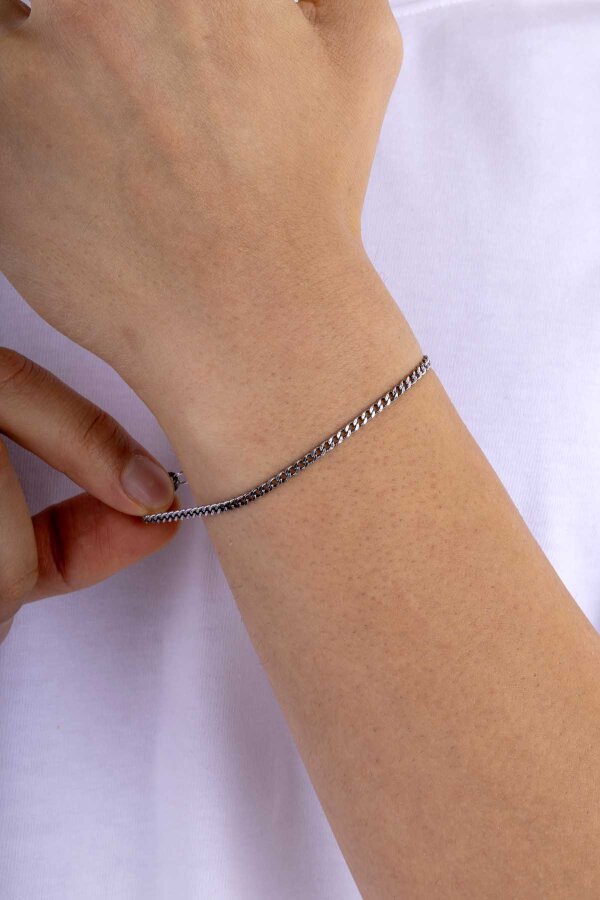 Klasik Gurmet Model Oksitli Çelik Erkek Zincir Bileklik - Gümüş Pazarım