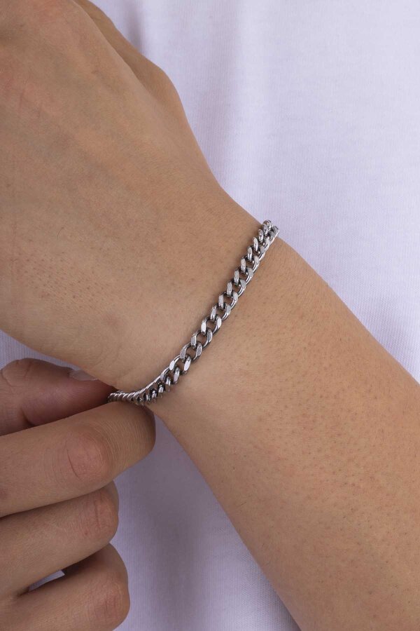 Klasik Model Çelik Gurmet Erkek Zincir Bileklik - Gümüş Pazarım