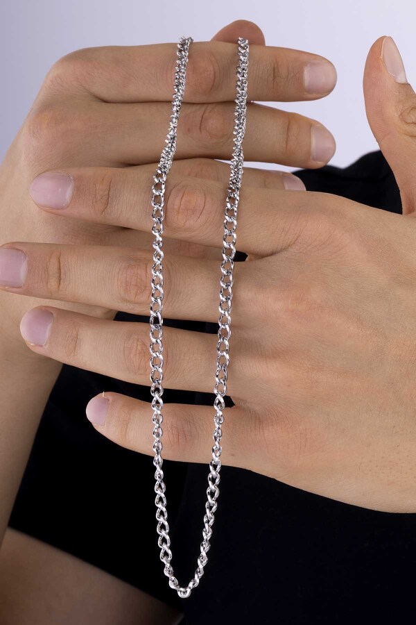 Klasik Model Erkek Çelik Zincir - Gümüş Pazarım