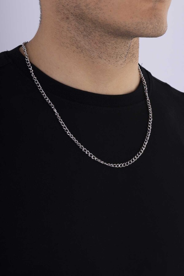 Klasik Model Erkek Çelik Zincir - Gümüş Pazarım