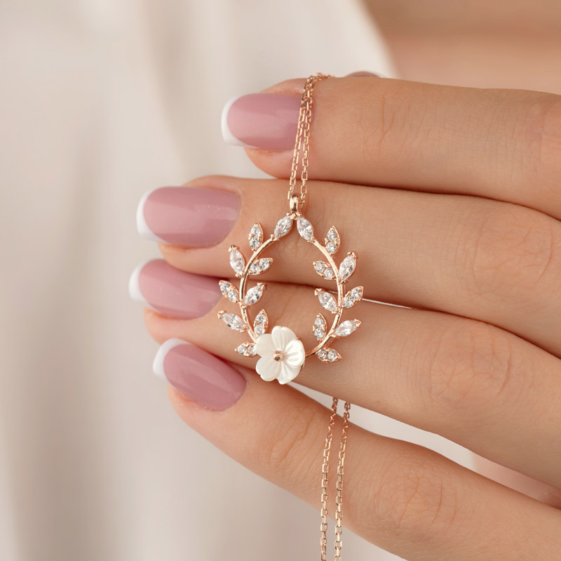 Gümüş Pazarım - Laurel Leaf Women's Silver Necklace