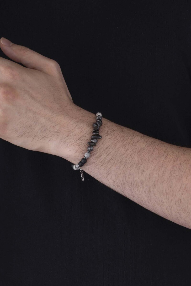 Lav Taşı Jasper Taşı Karışık Form Doğal Taş Erkek Bileklik - 3