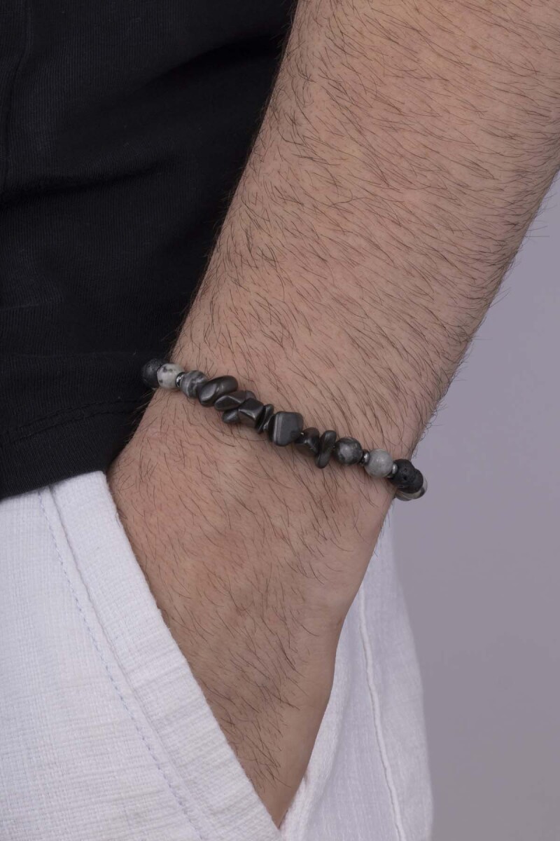 Lav Taşı Jasper Taşı Karışık Form Doğal Taş Erkek Bileklik - 1