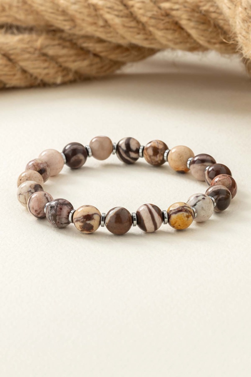 Leopar Desenli Jasper Taşı Doğal Taş Bileklik - 1