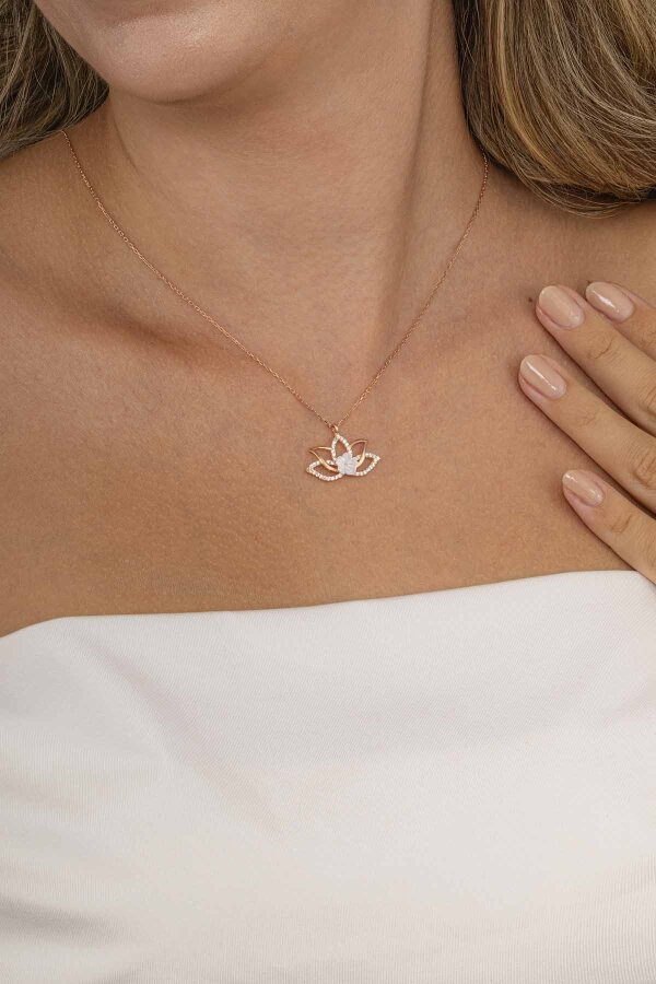 Lotus Çiçeği Kadın Gümüş Kolye - Gümüş Pazarım