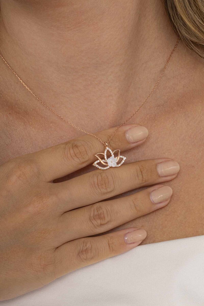 Lotus Çiçeği Kadın Gümüş Kolye - 3